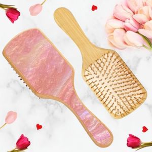 Brosse à cheveux pour dames,Brosse à chignon lisse pour décoller les cheveux Convient à toutes les coiffures,Brosse en bois naturel et bambou de haute qualité pour masser le cuir chevelu (Cainor-Globally, neuf)