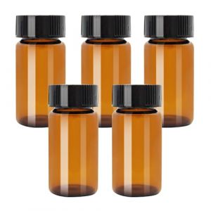 haituoyizhan Lot de 5 flacons de r&eacute;actif en verre transparent avec couvercle en plastique et bouchon &agrave; visser 3 ml, 5 ml, 10 ml, 15 ml, 20 ml, 30 ml, 40 ml, 50 ml (haituoshiyan, neuf)