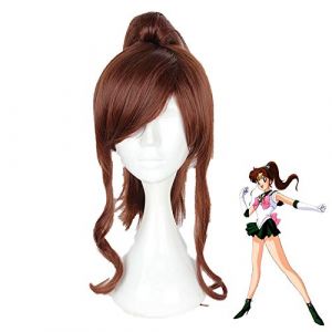 GUANBBD Anime Sailor Moon Kino Makoto Perruque de cosplay Sailor Jupiter pour femme Perruque synthétique résistante à la chaleur (GUANBAIJI1982, neuf)