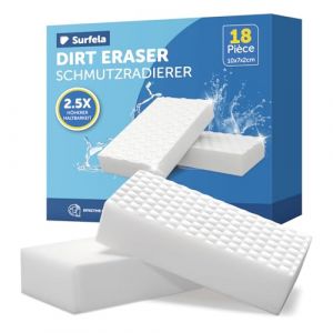 Surfela 18 Pi&egrave;ces Eponge Magique Mur Blanc, Gomme Magique avec Une Durabilit&eacute; 2,5 Sup&eacute;rieure, Eponge Melamine Extra Longue Dur&eacute;e, Enl&egrave;ve la Salet&eacute; dans la Cuisine et la Salle de Bain,10&times;7&times;2cm (Surfela, neuf)