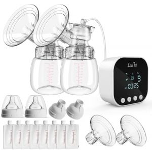 Tire-lait électrique double portable Lulia : aspiration puissante et indolore, 4 modes et 9 volumes de lait, disponible en 2 tailles de bride, rechargeable et très silencieux (LuliaDirect, neuf)