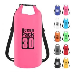30L Sac étanche Polyvalent,2L/5L/10L/15L/20L/30L Rose Rouge Waterproof Dry Bag avec Longue Bandoulière Réglable Sac à Dos Confort Imperméable pour Bateau/Kayak/Pêche/Rafting/Natation/Camping/Snowboard (MUDAMUDA Store, neuf)