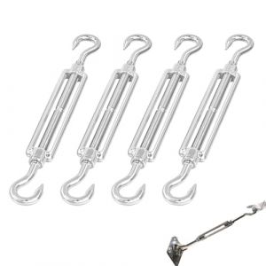 Tendeur câble inox M5 – 4 pièces tendeur crochet et œil – 304 acier inoxydable réglable 12,2 à 18 cm – 40 kg capacité – pour corde, fil métallique, jardin, auvent, linge, antenne (guizhouguanleidianzikejiyouxiangongsi, neuf)