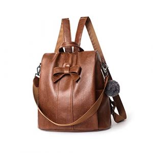 NICOLE & DORIS Sac &agrave; Dos Femme Cuir Sac a Dos Antivol Sac Port&eacute; Dos Loisir Sac &agrave; Dos Convertible &agrave; Bandouli&egrave;re Daypacks &Eacute;tanche Sac Epaule pour College Travaille Voyage Marron (GUGGIARI S.R.L, neuf)