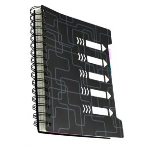 Aomhrek Noir Cahier avec Intercalaires A5, Carnet de Notes &agrave; Spirale avec 5 Intercalaires Amovibles, Bloc-Notes A5 150 Feuilles (300 Pages) pour &Eacute;tudiants, Travail et Organisation (Tharsh, neuf)