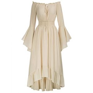 SCARLET DARKNESS Robes Gothiques Maxi médiévales pour Femmes, Deguisement pour Carnaval Halloween FêTe, Abricot XL (VOG'S Secret EU, neuf)