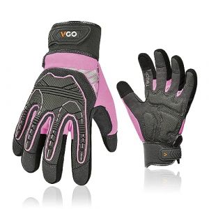 Vgo... 1 paire de gants de travail pour femmes, gants de sécurité, gants de mécanicien pour rigger, camionneur, entrepôt, livraison Heavy Duty, anti-vibration, anti-impact (SL8849) (VGO GLOVES, neuf)