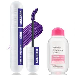 Apooliy Set de mascara et démaquillant coloré, mascara noir anti-boulochage, violet bleu, volumineux de charme longue durée (Apooliy-US, neuf)