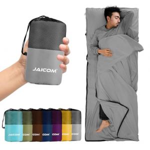JAICOM Drap de Sac de Couchage, Sac a Viande Couchage, 220x90cm Sac de Couchage ultraléger, il Convient aux Voyages en Plein air, aux hôtels et aux Chambres à Coucher (Gris argenté) (SanheOD-EU, neuf)