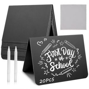 Mini Tableau Noir Etanche Mini Ardoise Sécurité Mini Panneau Daffichage 20pcs Ardoise Noire 10x7.5cm Réutilisée Effacable pour Buffet Mariage Boulangerie Fête Restaurant Bar (BSTDAY, neuf)
