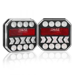 Qiping Feu Remorque LED 5 Fonctions avec éclairage de plaque d'immatriculation, 12V Feux Arrières LED avec Marque de Test E pour Camion Remorque Caravane Tracteur (Qiping EU, neuf)