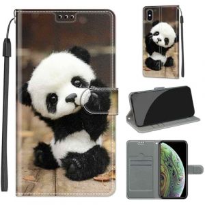 Coque pour iPhone X, Housse Etui Portefeuille Cuir Multifonction, Fermeture Magn&eacute;tique &agrave; Clapet Anti-Choc Compatible avec Coque iPhone XS Book - Panda (KENHONER, neuf)