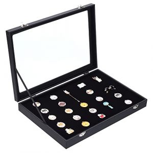 NBEADS Vitrine à Épingles en Bois Noir, 34.9x23.8x4.8cm Velvet Pad Badge Vitrine Broche Verre Top Collection Vitrine Table Top Vitrine Bijoux Vitrine pour Objets de Collection, Organisation à Domicile (ARRICRAFT FR, neuf)