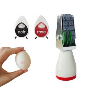Kit de Marquage d'&OElig;ufs, Tampon Dateur, 2 Tampons Encreurs Rouge et Noir, Caoutchouc 4mm (zhongfeihongda, neuf)
