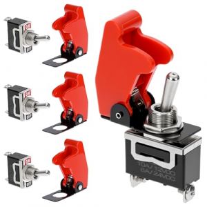 QWORK&reg; Pack de 4 Interrupteur &agrave; Bascule avec Capuchons &eacute;tanches, 10A/12VDC, 6A/24VDC, Interrupteur SPST 2 Broches 2 Positions ON/OFF (shavinglikes, neuf)