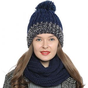 Écharpe femme hiver Écharpe tube snood Écharpe en laine Tour de Cou Cache cou - Bleu foncé (urban-styles, neuf)