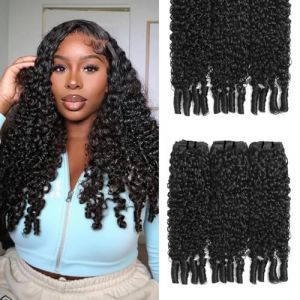 Tissage Cheveux Humain Naturel Burmese Curly 3 Bundles de M&eacute;ches 22 22 22 Pouces Double Weft Curly Human Hair Bundle Extensions Tissage Boucl&eacute;s Naturel Cheveux Humain Couleur Noir Naturel 300g (Piaoran hair products company, neuf)