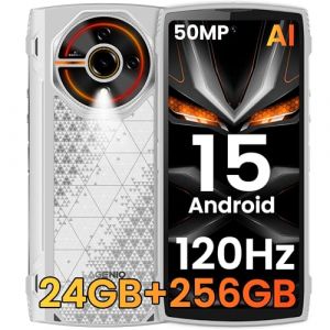 LAGENIO Panther2 Pro Smartphone Portable Incassable, 24GO+256GO/1To TF Android 15 T&eacute;l&eacute;phone D&eacute;bloqu&eacute; 4G, 50MP+8MP, 6.7" HD+ 120Hz, 5150 mAh Smartphone &Eacute;tanche, Dual 4G, GPS, NFC, OTG, Blanc (Lagenio-FR, neuf)