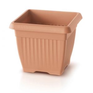 Pot de fleurs, pour plantes, utilisation en intérieur et extérieur, carré, style classique, en plastique, pour balcon, DKWT24, couleur gris anthracite, 7 litres, 24 x 24 x 20 (H) cm (IMJ Global, neuf)