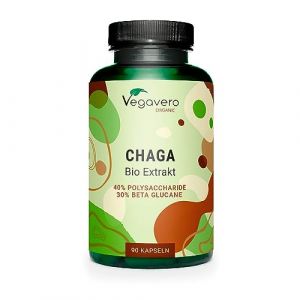 Chaga BIO Vegavero® | 6000 mg de Poudre (600 mg d'Extrait 10:1) | Avec 40% Polysaccharides & 30% Bêta-Glucanes | Sans Additifs & Sans OGM | 3 Mois d’Approvisionnement (90 Gélules) | VEGAN (Vegavero, neuf)