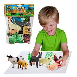Deluxebase Jumbo Playset - Animaux de la Ferme de Lot de Figurines Grand Format. Sachet de Figurines d'animaux en Plastique : Vache, Cochon, Mouton, Âne, Chèvre et Poule, Parfaits pour Les Enfants (DELUXEBASE, neuf)