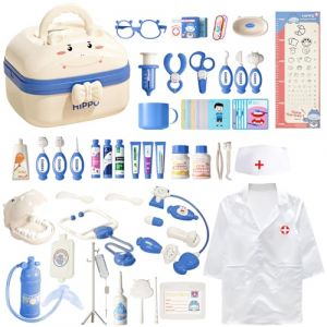 KalaDuck Malette Docteur Enfant 3 Ans, 62Pièces Kit Docteur Jouet avec Dentiste, Déguisement Docteur et Stéthoscope Enfant, Jeux de Rôle Malette Medecin Anniversaire Noël Cadeau (Bleu) (XUANYU LTD, neuf)