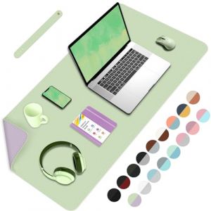 Grand tapis de bureau double face, tapis de souris imperméable en cuir synthétique, tapis de bureau pour ordinateur portable, double usage pour clavier de bureau ou domestique (matcha + violet, 80 x (Phoenix-UK, neuf)