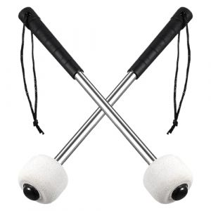 Culinavog 2 Pi&egrave;ces Maillet de Grosse Caisse, Baguette Tambour Feutre, Maillet Percussion, avec Poign&eacute;e Antid&eacute;rapante en Acier Inoxydable, Sac de Rangement, pour Timbales, Grosse Caisse (Blanc) (xiongjunze, neuf)