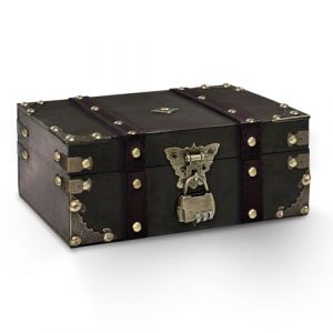 Feruchun Coffre Tresor Bois,Boite Tresor Code,23x17x9.5cm,Coffre au Tr&eacute;sor Vintage pour Soir&eacute;e &agrave; Th&egrave;me Pirate,Rangement et D&eacute;coration (COULEUR1) (fuchundianzi, neuf)