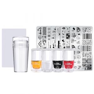 Plaques de stamping arbre de Noël pour nail art, motif Père Noël, bonhomme de neige, pochoir pour impression d'ongles, pochoir pour ongles, ensemble de stamping pour nail art, plaque d'impression de (chenpaif, neuf)