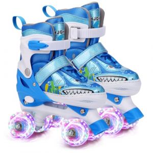 Patins à roulettes pour enfants - 4 tailles - Réglables - Pour débutants - Pour filles et garçons (bleu requin, M (35-38 EU)) (ShanXiJingYingWangLuoKeJiFuWuYouXianGongSi, neuf)