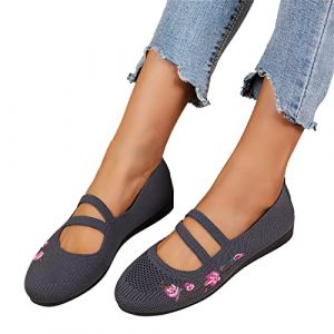 Ballerines Femme Petit Talon, Plates Souples Chaussures Plates pour Femme, Mocassin Compensées Pied Large Commandes en Cours, Pantoufle a Enfiler Chaussures Bateau Et Mocassins pour S Bride (ChaoWenMao, neuf)