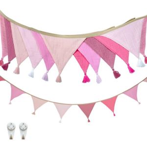 3 mètres Decoration lit cabane Fille，Guirlande lit cabane Fille，Guirlande Fanion，Guirlande Chambre Enfant， Drapeaux Guirlande lit cabane，Decoration Bapteme，décoration Chambre Fille (Pleasant  Decoration Store, neuf)