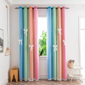 Yancorp Rideaux pour chambre de fille et chambre d'enfant - 213,4 cm de long - Œillets occultants - 2 couches - Quatre couleurs - R, 132,1 x 243,8 cm (l x L) (Fast Media Ships From USA, neuf)