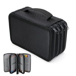 SMYJDMM Grande trousse &agrave; crayons, 72 emplacements, grande capacit&eacute;, porte-crayons de couleur, grande trousse pour crayons aquarelle, marqueurs, stylos gel, noir (noir), Noir , Trousse &agrave; crayons (shenzhensenmiyanjing, neuf)