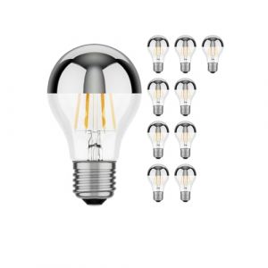 ledscom.de 10 pi&egrave;ces E27 ampoules LED, A60, blanc (3900 K), 6,6 W, 646lm, miroir de t&ecirc;te (argent) (LEDs Com GmbH, neuf)