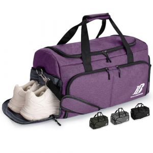 Sac de Sport Homme Femme Sac de Voyage Sac Fitness Gym avec Compartiment &agrave; Chaussures et Poche Humide Sac de Gym Sac de Weekend Duffle Bag pour Gym Sport Voyages (42L, Violet)-U (Ballad, neuf)