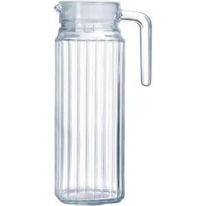 MGE - Pichet d'Eau avec Couvercle avec Poignée - Carafe en Verre avec et Bec Verseur - Pichet à Thé Glacé - Cruche en Verre - 1000 mL (Space Home, neuf)