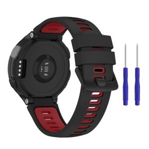 Oumida Silicone Bracelet pour Forerunner 735XT, Sport Silicone Souple Bracelet pour Forerunner 735XT 235 235Lite 230 220 620 630, Noir Rouge (PanShiYunDong, neuf)