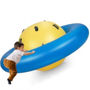 SOARS Bascule Gonflable Enfant 223 X 123 CM, D&ocirc;me d'escalade avec 6 Poign&eacute;es, Charge Maximale 113 KG, 3 Enfants, Jeux Int&eacute;rieur & Ext&eacute;rieur, pour Enfants &agrave; Partir de 5 Ans (Bleu+Jaune) (Magichome24, neuf)