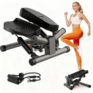 Niceday Stepper Twist Hydraulique pour Maison &ndash; Appareil Fitness Ultra-Silencieux (25dB) avec Bandes de R&eacute;sistance &ndash; Charge 136 kg &ndash; Mini Stepper 2-en-1 avec &Eacute;cran LCD pour Fessiers et Cardio (NICEDAY FITNESS, neuf)