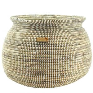 YAADU Kaduna - pot de fleurs tress&eacute; - Diam&egrave;tre : environ 40 cm - plant pot - Woven basket - Conteneur d'int&eacute;rieur - Panier naturel - Mod&egrave;le Kaduna (blanc, grand) (YAADU, neuf)