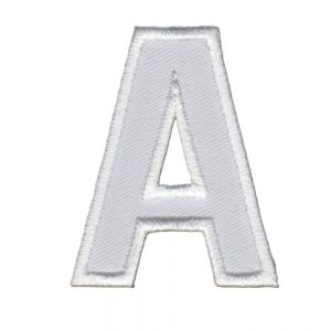 Patch Ecusson Thermocollant Lettre Blanche 4 x 5 cm Lettre A (Filou Face, neuf)