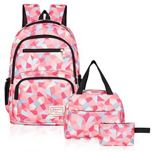 Sciphylia Cartable Fille Primaire Garcon Imperméable Sac a Dos Enfant Fille CP CE2 Elementaire 3 en 1 Sac à Dos Poids Léger avec Sacs à Lunch et Trousse CE1 CM1 CM2 D'école Étudiants, Rose (FRUITS GROWN LIMITED, neuf)