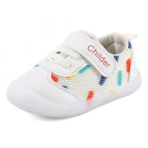 MASOCIO Chaussures Bebe Garcon Fille Baskets B&eacute;b&eacute; Chaussures Premiers Pas Chausson Gar&ccedil;on 6-12 Mois Taille 18 Blanc (Taille Fabricant 14) (Ortego, neuf)