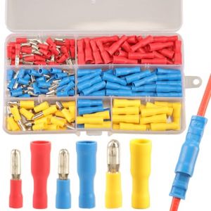 200pcs Bullet Connecteurs Kit Mâle et Femelle, Connecteur Electrique Moto Automobile Cosse Electrique Moto a Sertir, Bullet Terminal Cosse Ronde Cosses à Sertir Connecteurs de Fils, Bornes à Sertir (Feggizuli-EU, neuf)