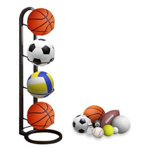 thirei 4 Couches Porte Ballon Basket, Support De Rangement Vertical pour Ballons de Sport, pour Le Stockage des Ballons de Basket, de Football et de Volley-Ball, Rangement Ballon Vertical (LDKJ-EU, neuf)