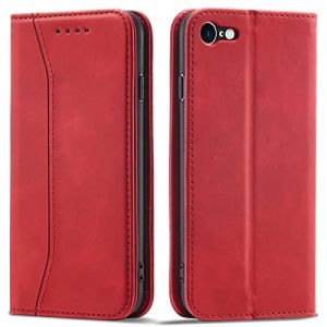 OKZone Coque pour iPhone SE 2020/iPhone 8/iPhone 7 (4,7 Pouces), PU Cuir Portefeuille Housse Flip Pochette Étui à Rabat Case avec Antichoc TPU Housse [Emplacements Cartes] [Fonction Support] (Rouge) (OKZone Authorized Store, neuf)