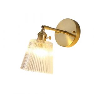 FROIDEXG Vintage Applique Murale Int&eacute;rieure Modernes Int&eacute;rieur Mural Cristal &Eacute;l&eacute;ments D'&Eacute;clairage Mural De C&ocirc;t&eacute; Lit e27 Base Luminaire Mural Verre Laiton Applique Murale Luminaire Chambre Mural (Modeen Lighting Factory, neuf)