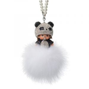 Mon-chichi Kiki Porte-cl&eacute;s en forme de diamant avec peluche, 0, taille unique-Couleur black and white (YLSYXSMGS, neuf)